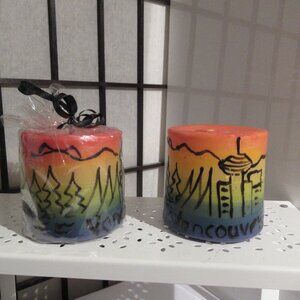 2 Pride, Candles, Hand Painted, Helen Radok, Culture, 3" Pillars